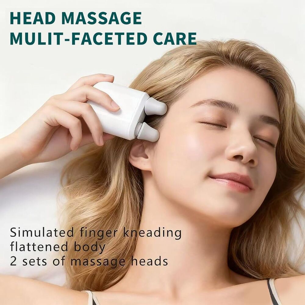 Mini Handheld Shiatsu Massager Rechargeable 4 Heads 3 Speeds NEW